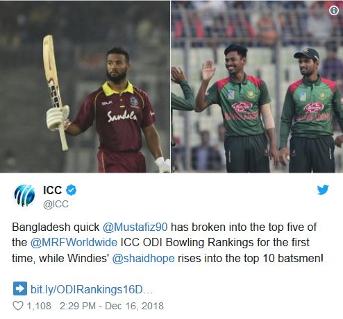 ICC tweet shai hope