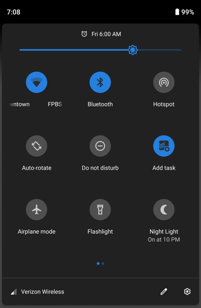 Android 9 Pie setting panel